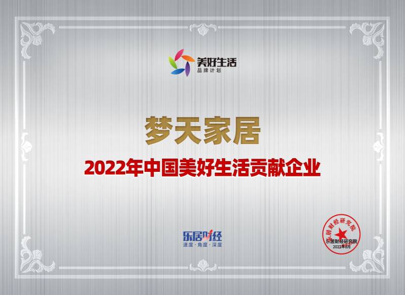 2022年中国美好生活贡献企业-大奖国际（奖牌）
